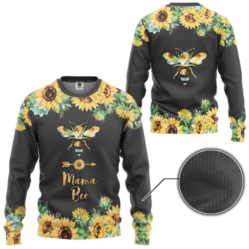 Gearhumans 3D Mama Bee Sunflowers Mothers Day Custom Tshirt Hoodie Apparel - Image 6