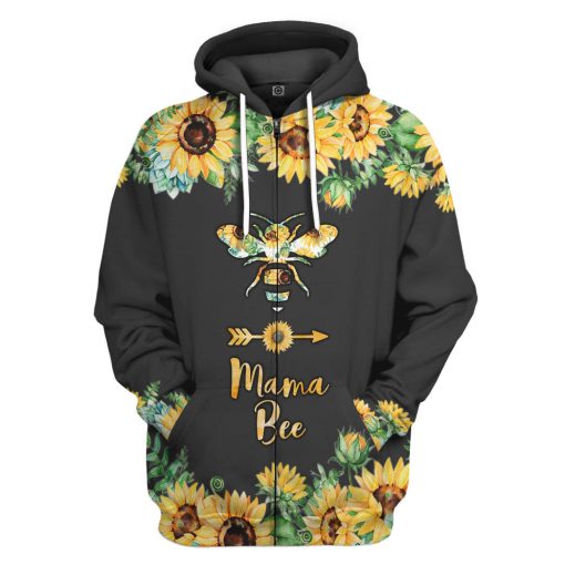 Gearhumans 3D Mama Bee Sunflowers Mothers Day Custom Tshirt Hoodie Apparel - Image 4