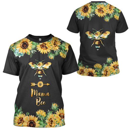Gearhumans 3D Mama Bee Sunflowers Mothers Day Custom Tshirt Hoodie Apparel - Image 7