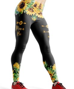 Gearhumans 3D Mama Bee Sunflowers Mothers Day Custom Legging