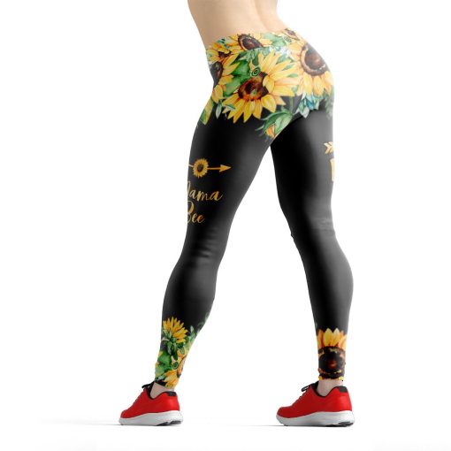 Gearhumans 3D Mama Bee Sunflowers Mothers Day Custom Legging