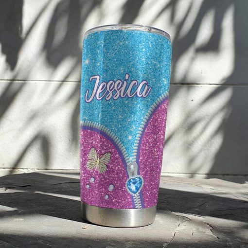 Gearhumans 3D Butterfly Zip Diamond Style Custom Name Tumbler - Image 5