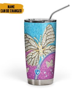 Gearhumans 3D Butterfly Zip Diamond Style Custom Name Tumbler