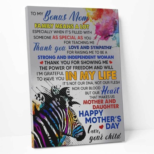 Gearhumans 3D Thanks For Loving Me Colorful Style Gift For Stepmom Custom Canvas - Image 2