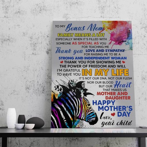 Gearhumans 3D Thanks For Loving Me Colorful Style Gift For Stepmom Custom Canvas - Image 4