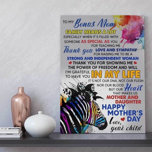 Gearhumans 3D Thanks For Loving Me Colorful Style Gift For Stepmom Custom Canvas - Image 5