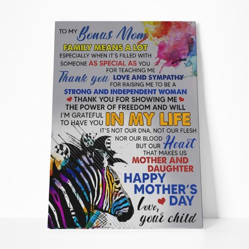 Gearhumans 3D Thanks For Loving Me Colorful Style Gift For Stepmom Custom Canvas