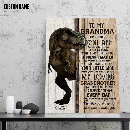Gearhumans 3D To My T Rex Grandma Custom Name Canvas - Image 4