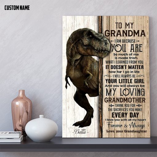 Gearhumans 3D To My T Rex Grandma Custom Name Canvas - Image 3
