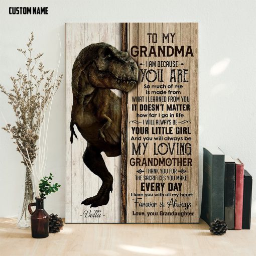 Gearhumans 3D To My T Rex Grandma Custom Name Canvas - Image 5