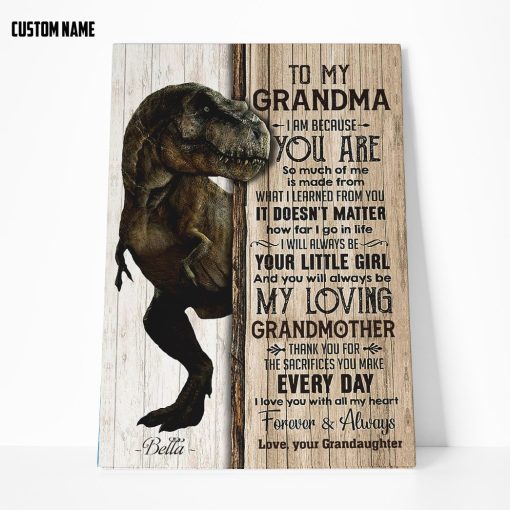Gearhumans 3D To My T Rex Grandma Custom Name Canvas - Image 2