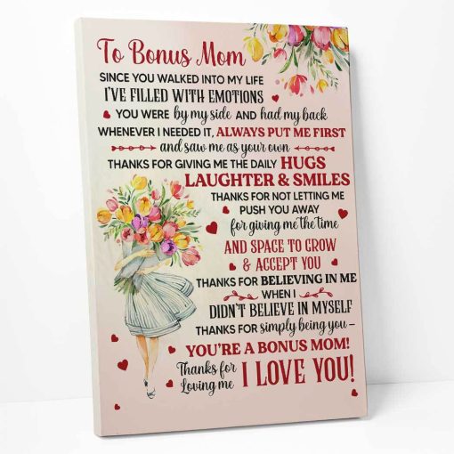 Gearhumans 3D Thanks For Loving Me Gift For Stepmom Custom Canvas