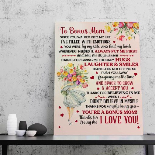 Gearhumans 3D Thanks For Loving Me Gift For Stepmom Custom Canvas