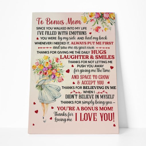 Gearhumans 3D Thanks For Loving Me Gift For Stepmom Custom Canvas