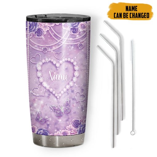 Gearhumans 3D Jewelry Butterfly Custom Name Tumbler - Image 2