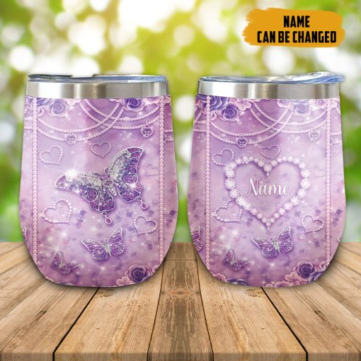 Gearhumans 3D Jewelry Butterfly Custom Name Tumbler - Image 8