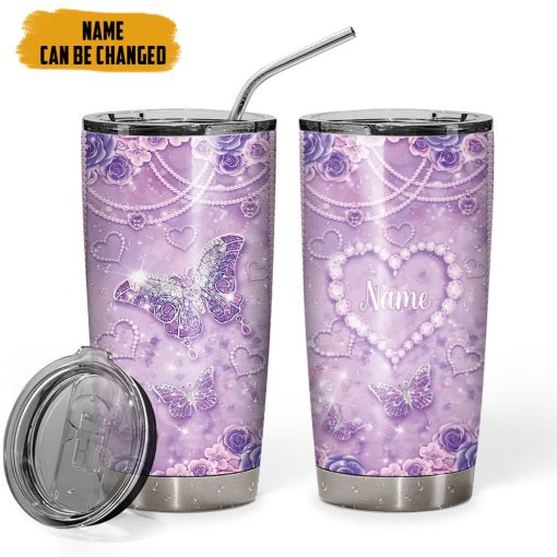 Gearhumans 3D Jewelry Butterfly Custom Name Tumbler - Image 3