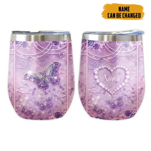 Gearhumans 3D Jewelry Butterfly Custom Name Tumbler - Image 6