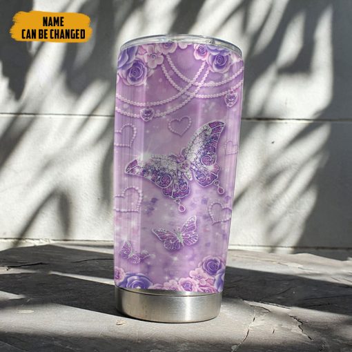 Gearhumans 3D Jewelry Butterfly Custom Name Tumbler - Image 7