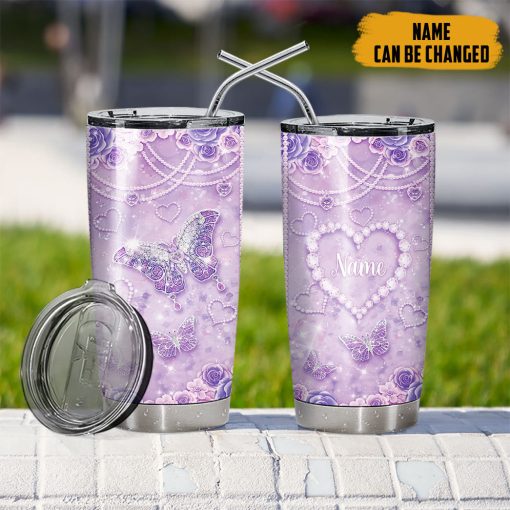 Gearhumans 3D Jewelry Butterfly Custom Name Tumbler - Image 9