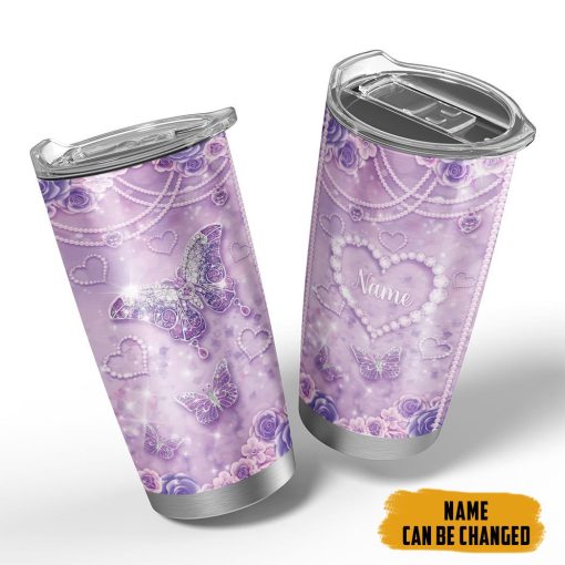Gearhumans 3D Jewelry Butterfly Custom Name Tumbler - Image 4