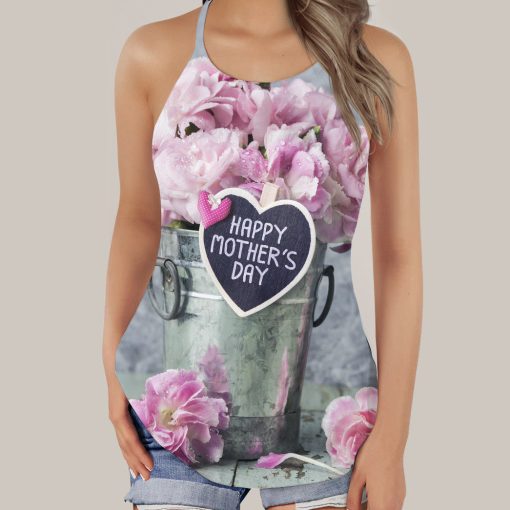 Gearhumans 3D Happy Mothers Day Flowers Custom Criss Cross Tank Top