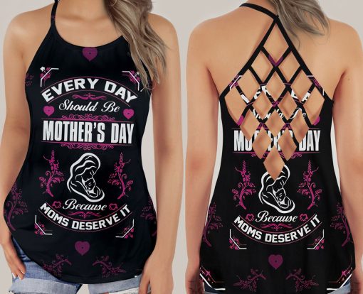 Gearhumans 3D Everyday Should Be Mothers Day Custom Criss Cross Tank Top - Image 3