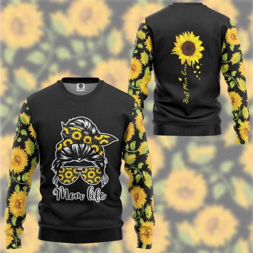 Gearhumans 3D Mom Life Sunflowers Mothers Day Custom Tshirt Hoodie Apparel