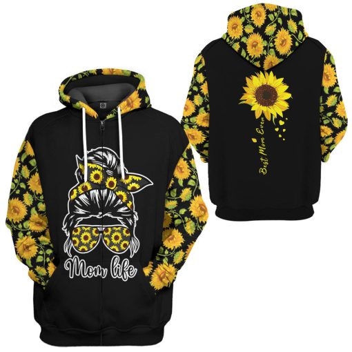 Gearhumans 3D Mom Life Sunflowers Mothers Day Custom Tshirt Hoodie Apparel