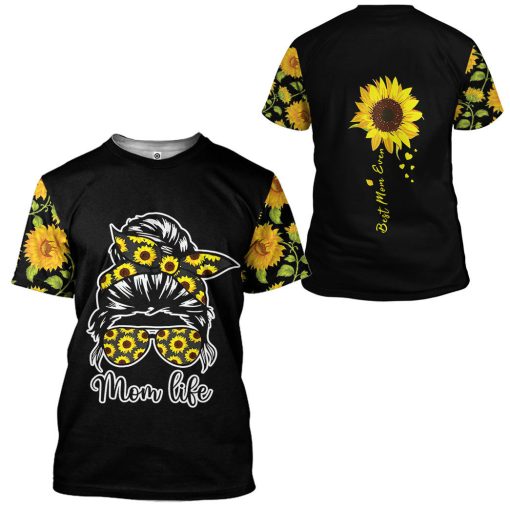 Gearhumans 3D Mom Life Sunflowers Mothers Day Custom Tshirt Hoodie Apparel