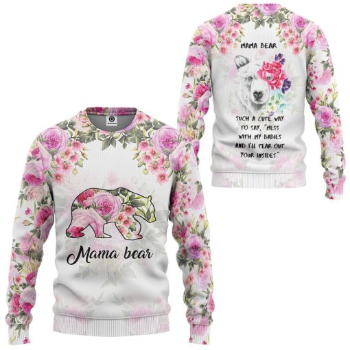 Gearhumans 3D Mama Bear Mothers Day Custom Tshirt Hoodie Apparel - Image 6