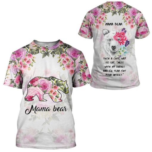 Gearhumans 3D Mama Bear Mothers Day Custom Tshirt Hoodie Apparel - Image 7