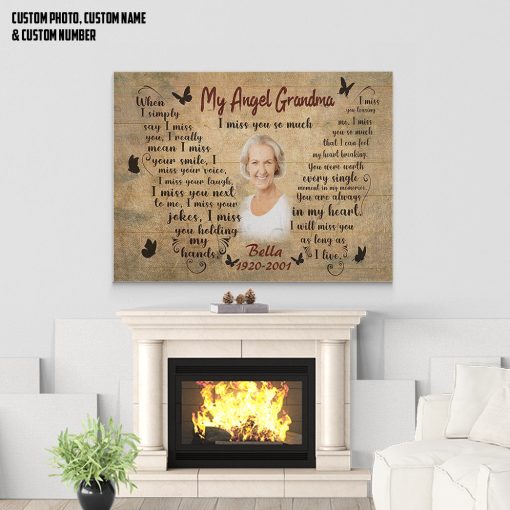 Gearhumans 3D My Angel Grandmother Custom Name Custom Number Canvas