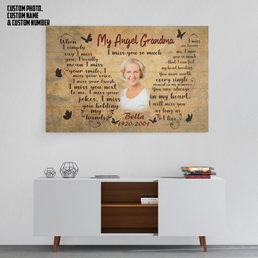 Gearhumans 3D My Angel Grandmother Custom Name Custom Number Canvas