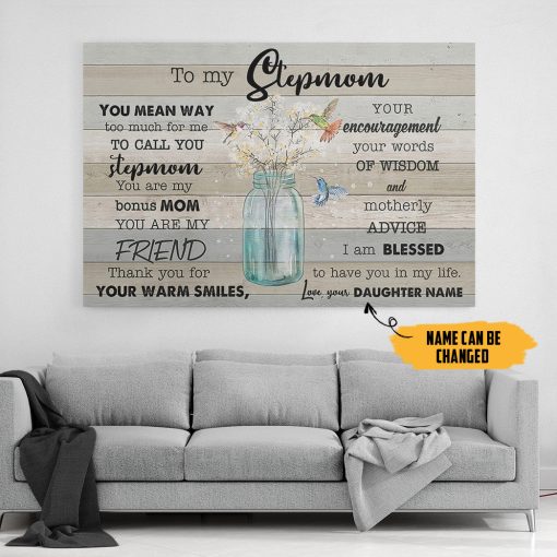 Gearhumans 3D Gift For Stepmom From Daughter Custom Name Canvas - Image 4