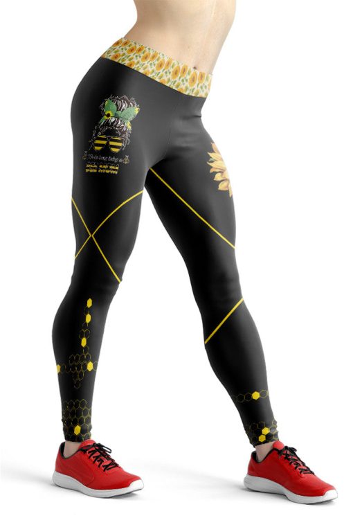 Gearhumans 3D Sunflowers Bee Mothers Day Custom Legging