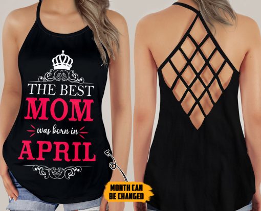 Gearhumans 3D The Best Mom Was Born Mothers Day Custom Text Criss Cross Tank Top - Image 3
