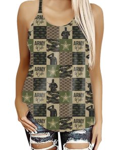 Gearhumans 3D Army Mom Mothers Day Custom Criss Cross Tank Top