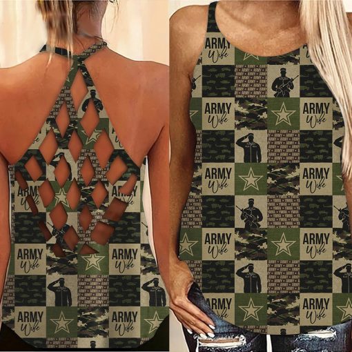 Gearhumans 3D Army Mom Mothers Day Custom Criss Cross Tank Top - Image 3