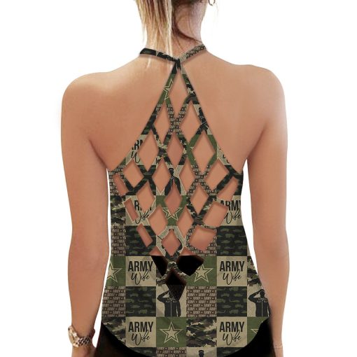 Gearhumans 3D Army Mom Mothers Day Custom Criss Cross Tank Top - Image 2
