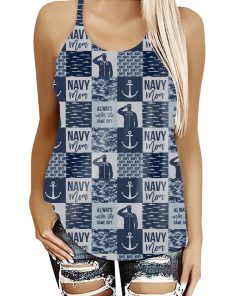 Gearhumans 3D Navy Mom Mothers Day Custom Criss Cross Tank Top