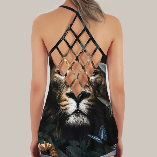 Gearhumans 3D Lion Custom Cross Tank Top - Image 2