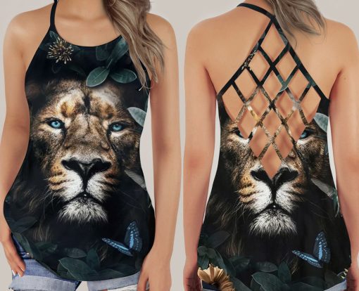 Gearhumans 3D Lion Custom Cross Tank Top - Image 3