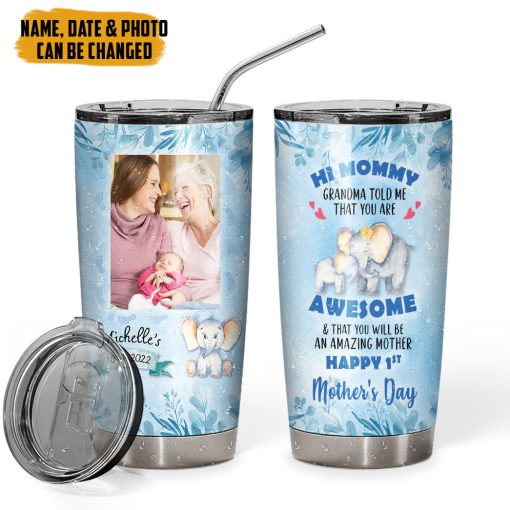 Gearhumans 3D Grandma Told Me You are Awsome Mothers Day Gift Custom Tumbler - Image 4