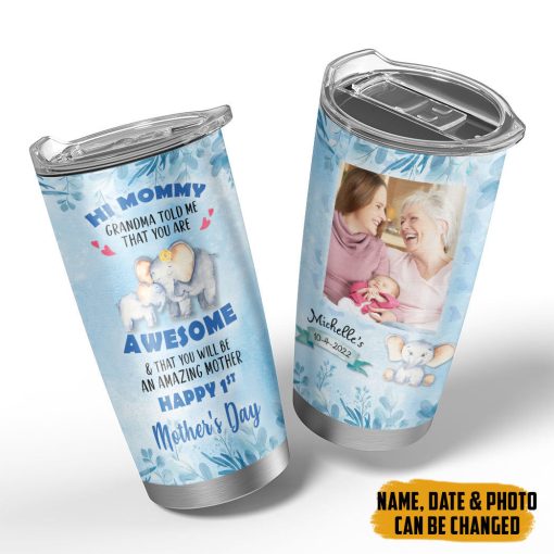 Gearhumans 3D Grandma Told Me You are Awsome Mothers Day Gift Custom Tumbler - Image 3
