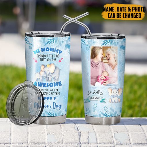 Gearhumans 3D Grandma Told Me You are Awsome Mothers Day Gift Custom Tumbler - Image 8