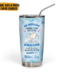 Gearhumans 3D Grandma Told Me You are Awsome Mothers Day Gift Custom Tumbler