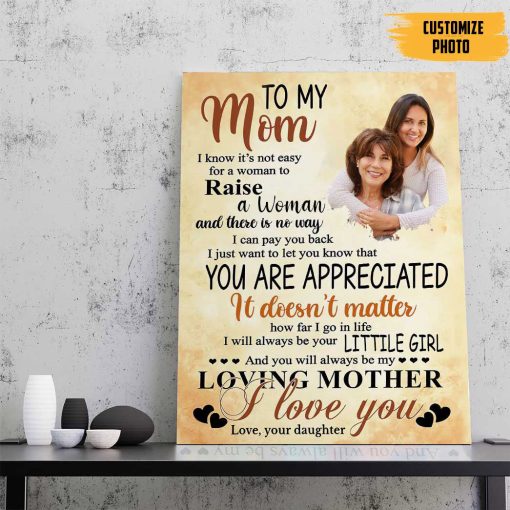 Gearhumans 3D To My Mom Custom Photo Canvas - Image 5