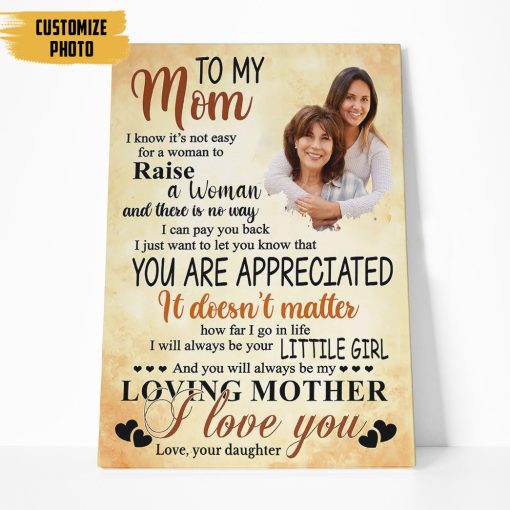 Gearhumans 3D To My Mom Custom Photo Canvas