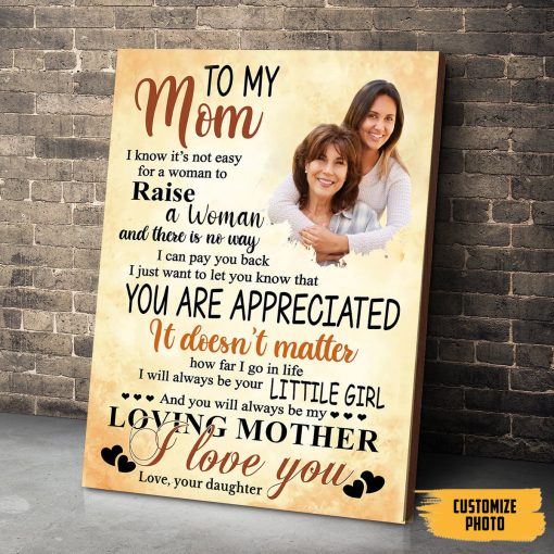 Gearhumans 3D To My Mom Custom Photo Canvas - Image 3